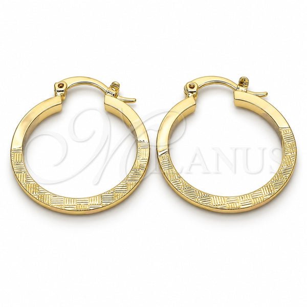 Oro Laminado Small Hoop, Gold Filled Style Diamond Cutting Finish, Tricolor, 02.170.0197.25