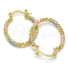 Oro Laminado Small Hoop, Gold Filled Style Twist Design, Polished, Tricolor, 02.170.0189.1.20