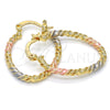 Oro Laminado Small Hoop, Gold Filled Style Twist Design, Polished, Tricolor, 02.170.0189.1.20