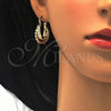 Oro Laminado Small Hoop, Gold Filled Style Twist and Star Design, Polished, Golden Finish, 02.170.0198.20