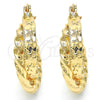 Oro Laminado Small Hoop, Gold Filled Style Twist and Star Design, Polished, Golden Finish, 02.170.0198.20