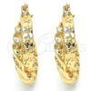 Oro Laminado Small Hoop, Gold Filled Style Twist and Star Design, Polished, Golden Finish, 02.170.0198.20