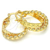 Oro Laminado Small Hoop, Gold Filled Style Twist and Star Design, Polished, Golden Finish, 02.170.0198.20