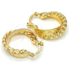 Oro Laminado Small Hoop, Gold Filled Style Twist and Star Design, Polished, Golden Finish, 02.170.0198.20
