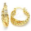 Oro Laminado Small Hoop, Gold Filled Style Twist and Star Design, Polished, Golden Finish, 02.170.0198.20