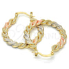 Oro Laminado Medium Hoop, Gold Filled Style Twist Design, Polished, Tricolor, 02.170.0192.1.30