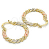 Oro Laminado Medium Hoop, Gold Filled Style Twist Design, Polished, Tricolor, 02.170.0192.1.30