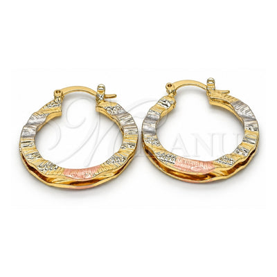 Oro Laminado Small Hoop, Gold Filled Style Diamond Cutting Finish, Tricolor, 02.170.0199.25