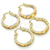 Oro Laminado Small Hoop, Gold Filled Style Diamond Cutting Finish, Tricolor, 02.170.0199.25