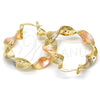Oro Laminado Medium Hoop, Gold Filled Style Twist Design, Matte Finish, Tricolor, 02.170.0200.30