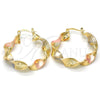 Oro Laminado Medium Hoop, Gold Filled Style Twist Design, Matte Finish, Tricolor, 02.170.0200.30