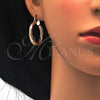 Oro Laminado Medium Hoop, Gold Filled Style Hollow Design, Diamond Cutting Finish, Tricolor, 02.170.0201.1.30