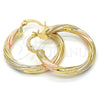 Oro Laminado Medium Hoop, Gold Filled Style Hollow Design, Diamond Cutting Finish, Tricolor, 02.170.0201.1.30