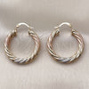 Oro Laminado Medium Hoop, Gold Filled Style Hollow Design, Diamond Cutting Finish, Tricolor, 02.170.0201.1.30