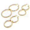 Oro Laminado Medium Hoop, Gold Filled Style Hollow Design, Diamond Cutting Finish, Tricolor, 02.170.0201.1.30