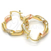 Oro Laminado Medium Hoop, Gold Filled Style Twist Design, Polished, Tricolor, 02.170.0134.1.30
