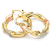 Oro Laminado Medium Hoop, Gold Filled Style Twist Design, Polished, Tricolor, 02.170.0134.1.30