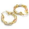 Oro Laminado Medium Hoop, Gold Filled Style Twist Design, Polished, Tricolor, 02.170.0134.1.30