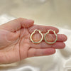 Oro Laminado Small Hoop, Gold Filled Style Greek Key Design, Diamond Cutting Finish, Golden Finish, 02.170.0203.25