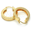 Oro Laminado Small Hoop, Gold Filled Style Greek Key Design, Diamond Cutting Finish, Golden Finish, 02.170.0203.25