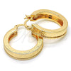 Oro Laminado Small Hoop, Gold Filled Style Greek Key Design, Diamond Cutting Finish, Golden Finish, 02.170.0203.25