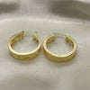 Oro Laminado Small Hoop, Gold Filled Style Greek Key Design, Diamond Cutting Finish, Golden Finish, 02.170.0203.25