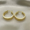 Oro Laminado Small Hoop, Gold Filled Style Greek Key Design, Diamond Cutting Finish, Golden Finish, 02.170.0203.25