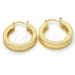 Gold Filled Hoop Earrings — Small Hoop Greek Key Design Diamond Cutting 02. — main product view — SKU 117022 | Oro Laminado aretes de aro — Small Hoop Greek Key diseño Diamond Cutting 02. — SKU 117022