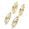 Oro Laminado Small Hoop, Gold Filled Style Greek Key Design, Diamond Cutting Finish, Golden Finish, 02.170.0203.25