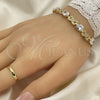 Oro Laminado Tennis Bracelet, Gold Filled Style Hugs and Kisses Design, with White Cubic Zirconia and White Micro Pave, Polished, Golden Finish, 03.206.0001.8.07 (07 MM Thickness, 7 Inches Length)
