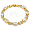 Oro Laminado Tennis Bracelet, Gold Filled Style Hugs and Kisses Design, with White Cubic Zirconia and White Micro Pave, Polished, Golden Finish, 03.206.0001.8.07 (07 MM Thickness, 7 Inches Length)