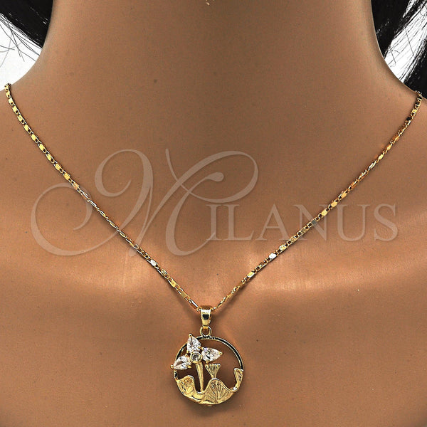 Gold Filled Ring — Earring and Pendant Adult Set Flower and Leaf — alternate product view — SKU 117038 | Oro Laminado anillo — Earring and Pendant Adult Set flor and Leaf — SKU 117038