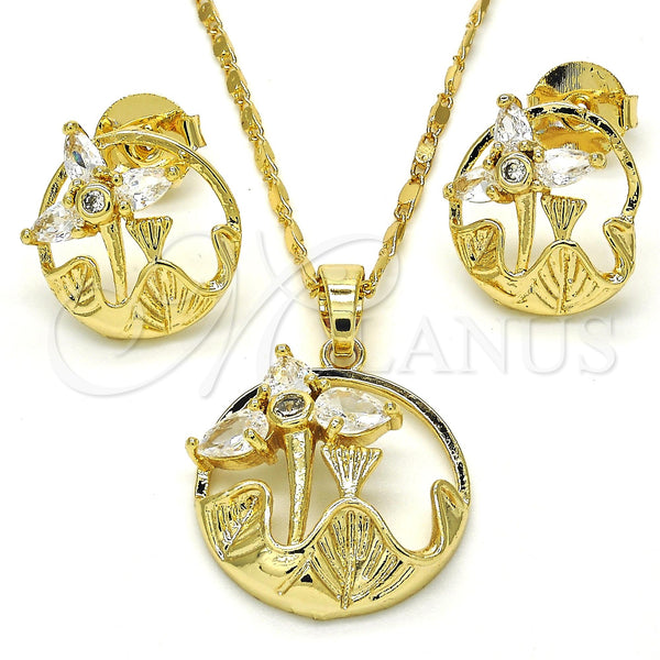 Gold Filled Ring — Earring and Pendant Adult Set Flower and Leaf — main product view — SKU 117038 | Oro Laminado anillo — Earring and Pendant Adult Set flor and Leaf — SKU 117038