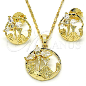 Gold Filled Ring — Earring and Pendant Adult Set Flower and Leaf — main product view — SKU 117038 | Oro Laminado anillo — Earring and Pendant Adult Set flor and Leaf — SKU 117038