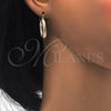 Oro Laminado Small Hoop, Gold Filled Style Hollow Design, Diamond Cutting Finish, Tricolor, 02.65.2635.25