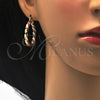 Oro Laminado Medium Hoop, Gold Filled Style Twist and Hollow Design, Polished, Tricolor, 02.170.0024.1.30
