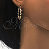 Oro Laminado Medium Hoop, Gold Filled Style Twist and Hollow Design, Polished, Tricolor, 02.170.0024.1.30