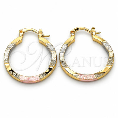 Oro Laminado Small Hoop, Gold Filled Style Matte Finish, Tricolor, 02.170.0204.1.25