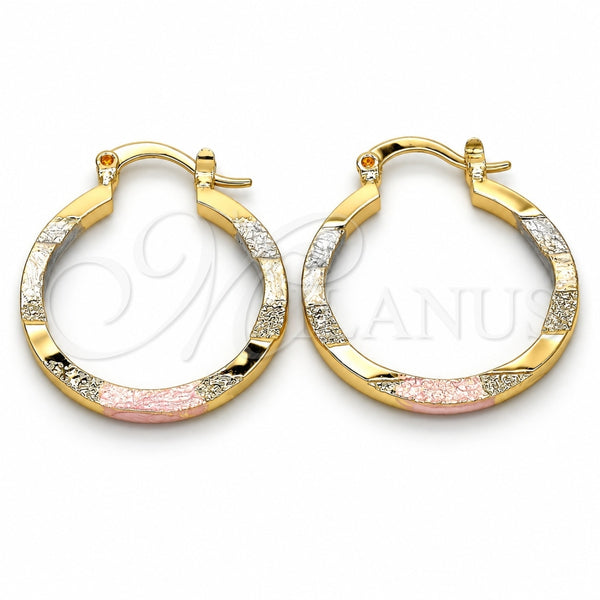 Oro Laminado Small Hoop, Gold Filled Style Matte Finish, Tricolor, 02.170.0204.1.25