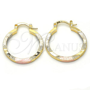 Gold Filled Hoop Earrings — Small Hoop Matte Tricolor 02. — main product view — SKU 117050 | Oro Laminado aretes de aro — Small Hoop Matte Tricolor 02. — SKU 117050