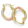 Oro Laminado Small Hoop, Gold Filled Style Diamond Cutting Finish, Tricolor, 02.170.0209.15
