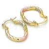 Oro Laminado Small Hoop, Gold Filled Style Diamond Cutting Finish, Tricolor, 02.170.0209.15