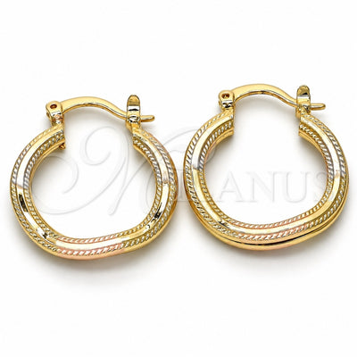 Oro Laminado Small Hoop, Gold Filled Style Polished, Tricolor, 02.170.0205.1.20
