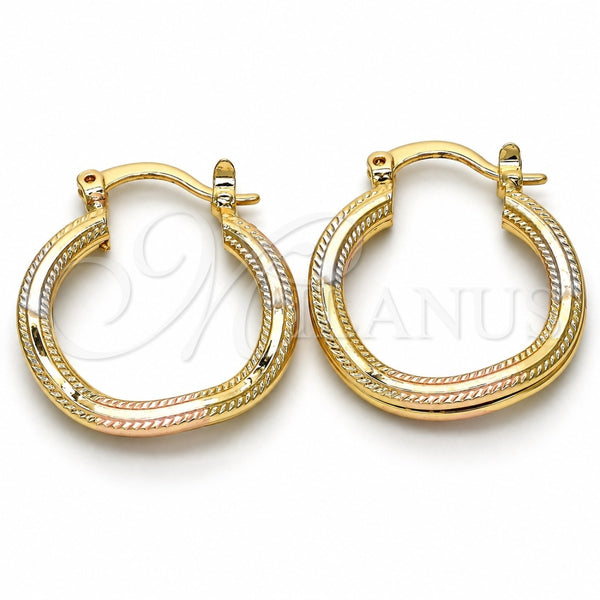 Oro Laminado Small Hoop, Gold Filled Style Polished, Tricolor, 02.170.0205.1.20