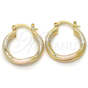 Gold Filled Hoop Earrings — Small Hoop Polished Tricolor 02. — main product view — SKU 117052 | Oro Laminado aretes de aro — Small Hoop pulido Tricolor 02. — SKU 117052