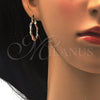 Oro Laminado Small Hoop, Gold Filled Style Twist Design, Diamond Cutting Finish, Tricolor, 02.65.2641.25