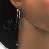 Oro Laminado Small Hoop, Gold Filled Style Twist Design, Diamond Cutting Finish, Tricolor, 02.65.2641.25