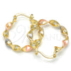 Oro Laminado Medium Hoop, Gold Filled Style Twist Design, Polished, Tricolor, 02.170.0207.30