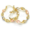 Oro Laminado Medium Hoop, Gold Filled Style Twist Design, Polished, Tricolor, 02.170.0207.30