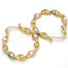 Oro Laminado Medium Hoop, Gold Filled Style Twist Design, Polished, Tricolor, 02.170.0207.30